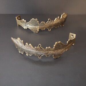 NIB Solid Brass Feather Pattern 7" Curtain Holdbacks Set of 2 (No Hardware)